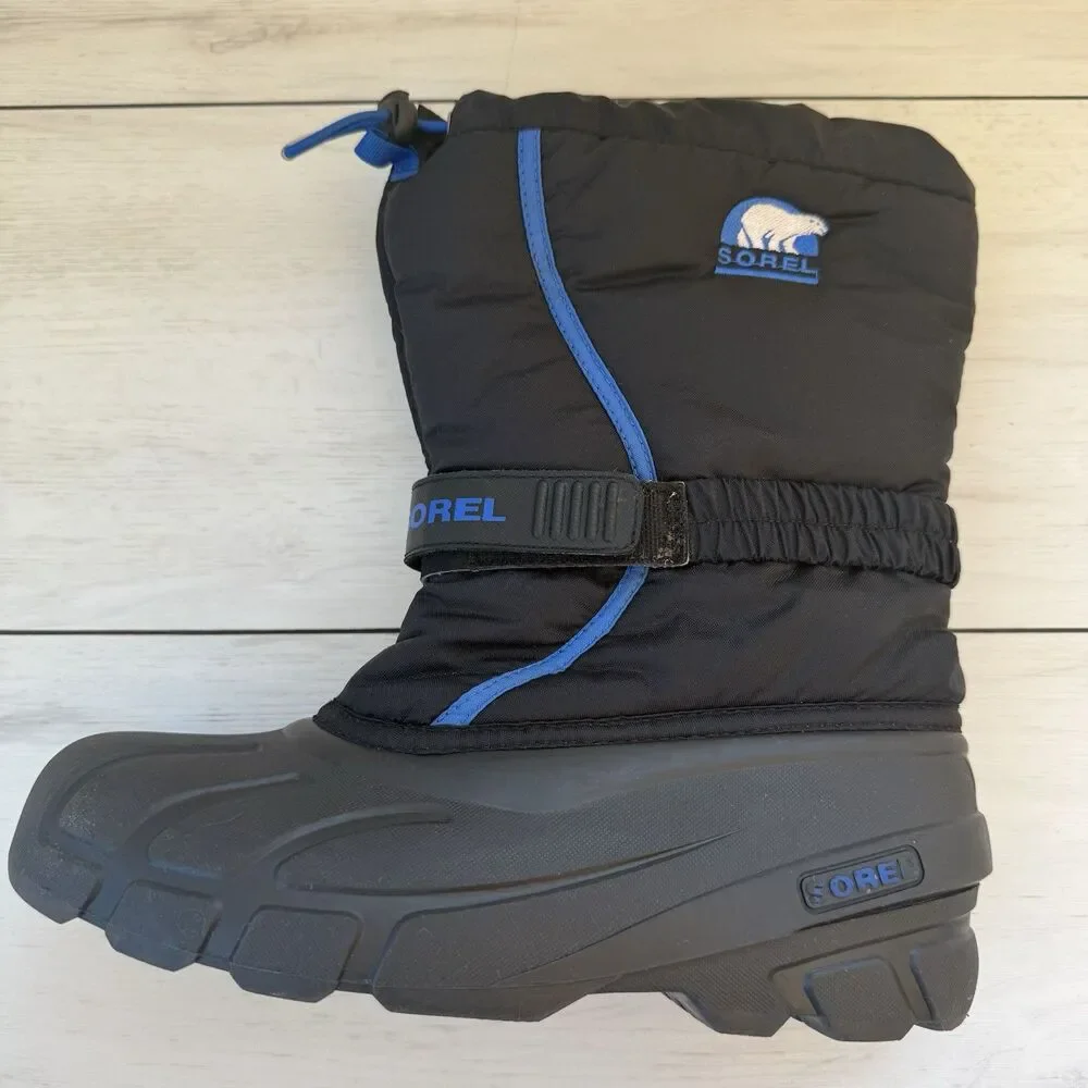 Sorel Unisex Flurry Black Blue Insulated Winter Waterproof Snow Boot Size 7